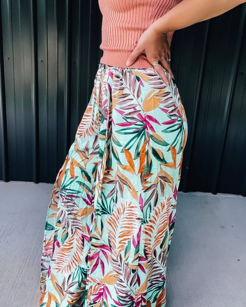 Turquoise Floral Dress Pants