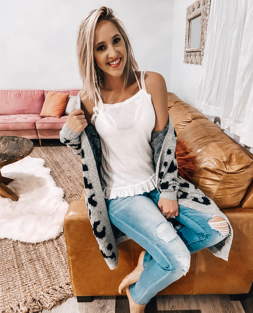 White Ruffle Tank