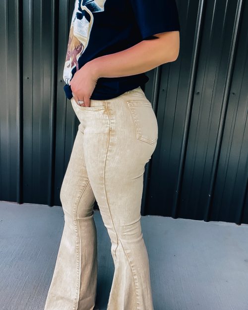 Faded Mustard Bell Denim Flares