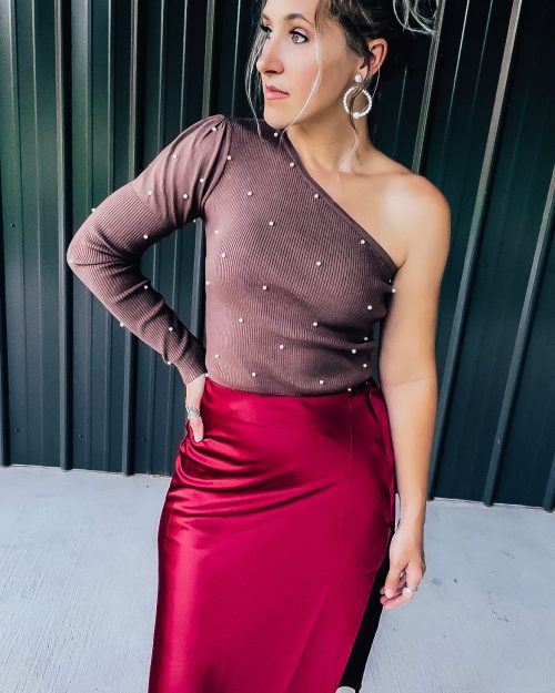 Burgundy Maroon Midi Skirt