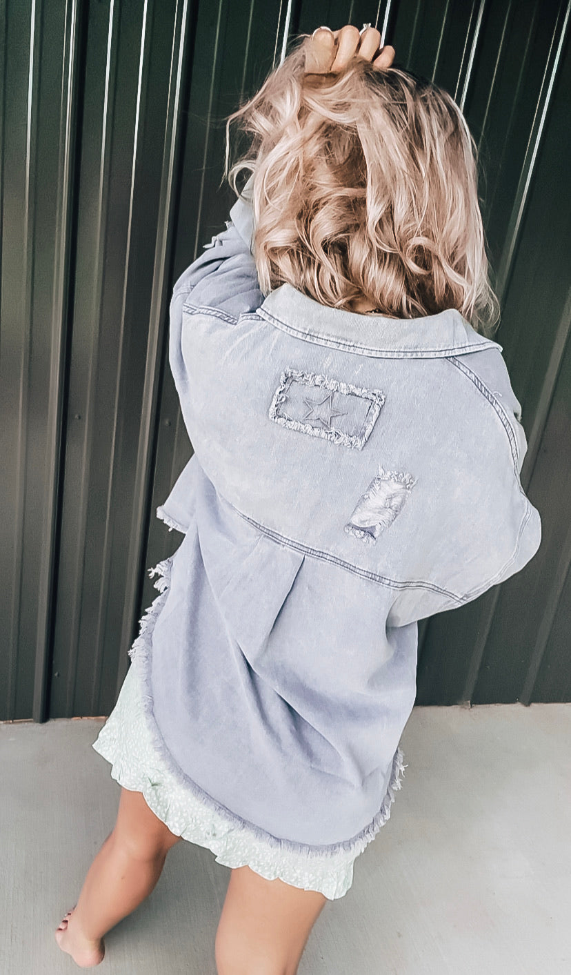 Grey Denim Shacket - Image 3