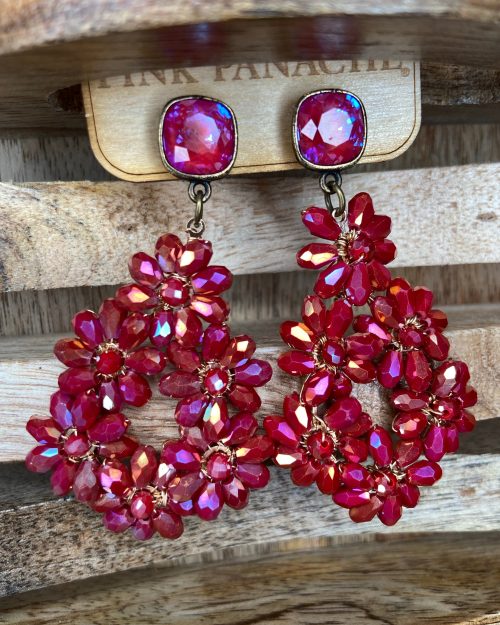 Pink Panache Flower Cluster Earrings