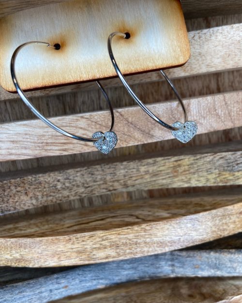 Silver Heart Hoop Earrings