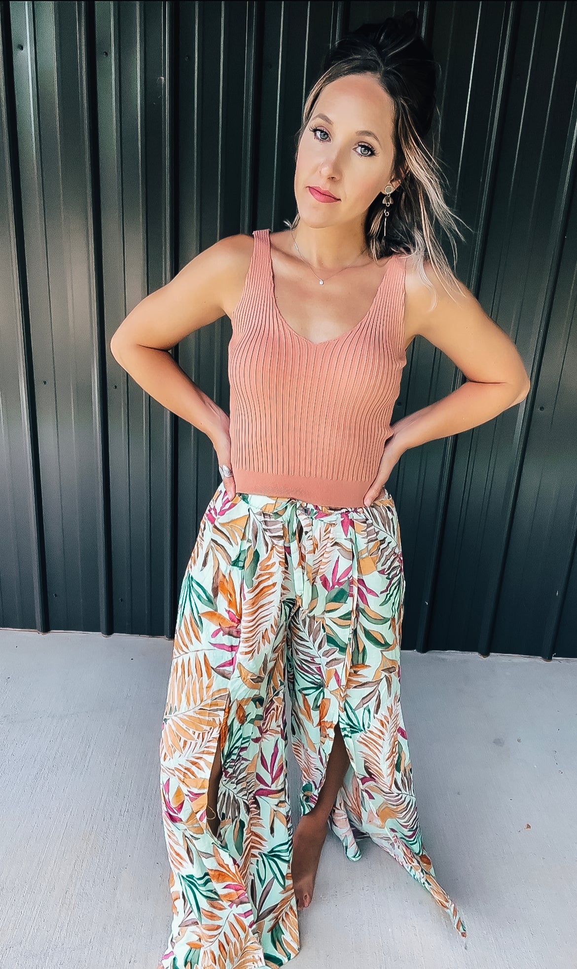 Turquoise Floral Dress Pants - Image 2