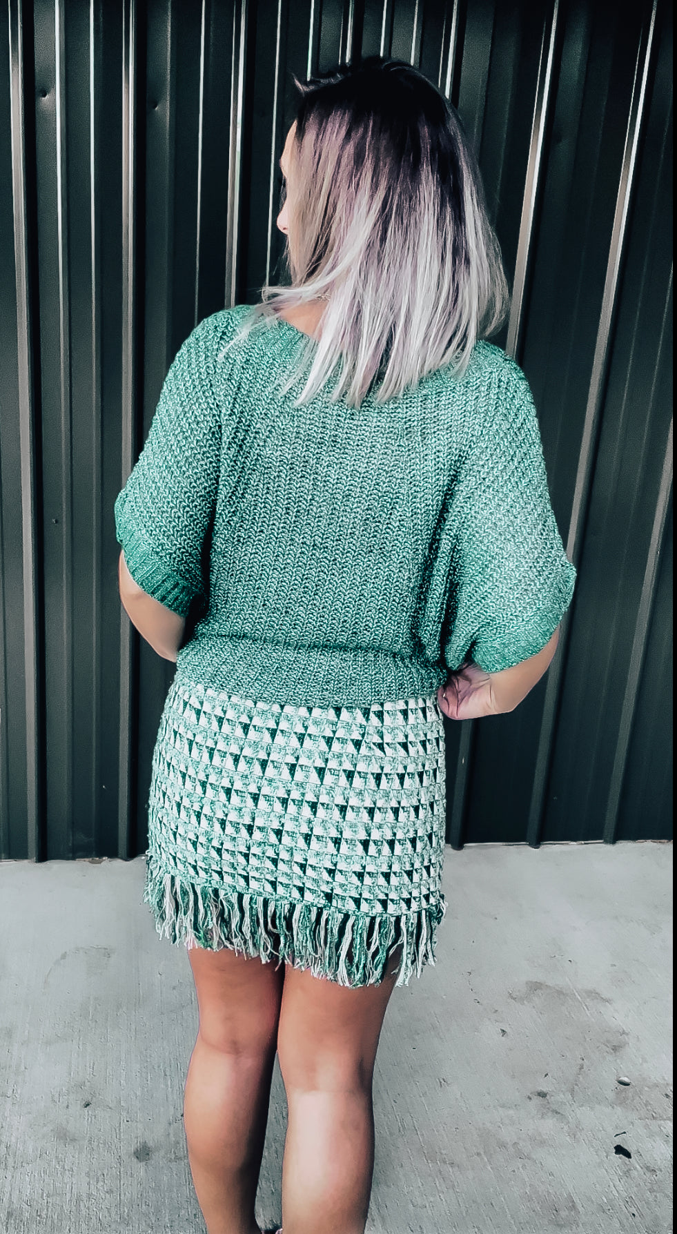 Green Tweed Skirt - Image 10