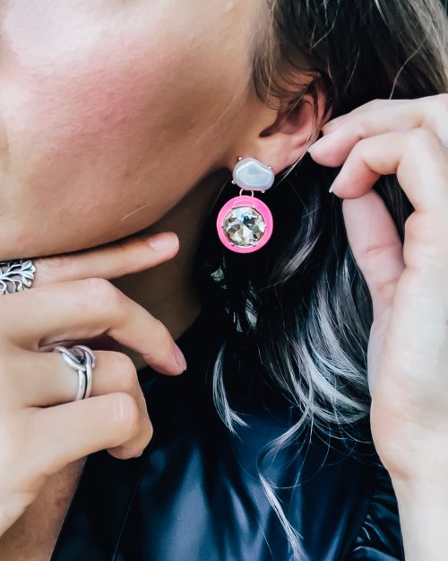 Pink Gem Earrings