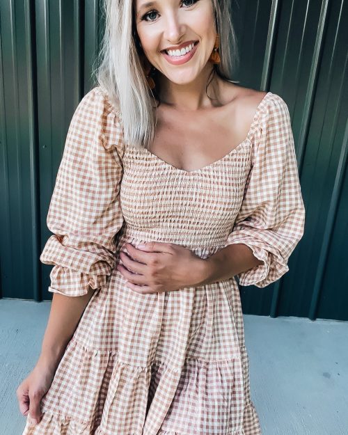 Tan Gingham Dress