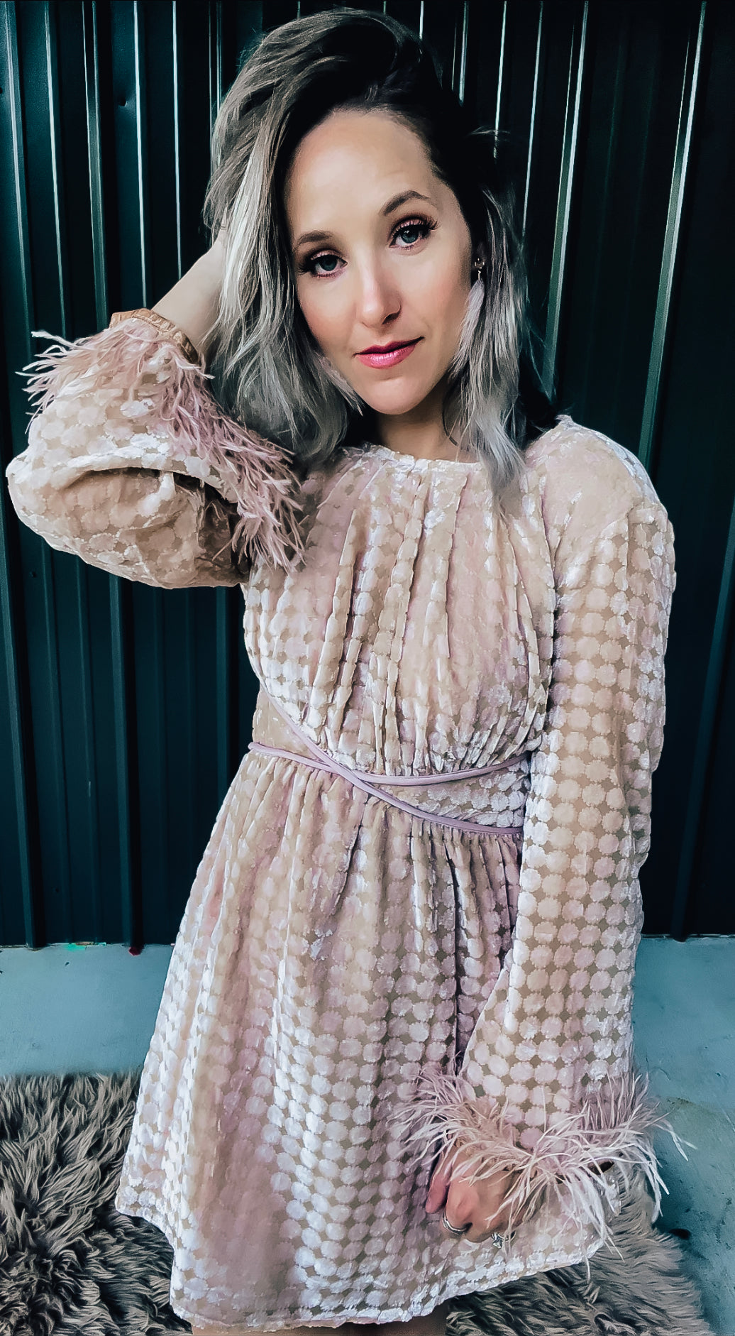 Dusty Pink Velvet Dress - Image 3