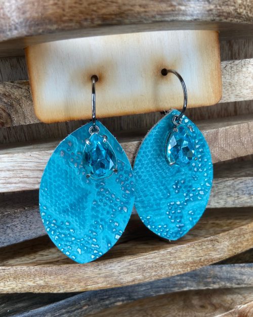 Icy Blue Leather Earrings