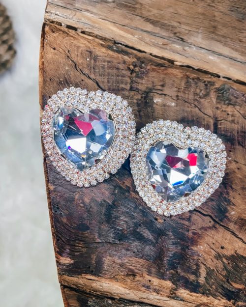Rhinestone Heart Stud Earrings