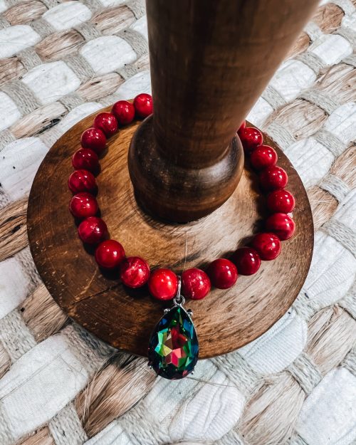 Red Stone Stretch Bracelet