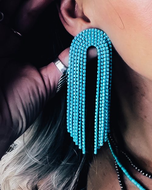 Turquoise Rhinestone Earrings