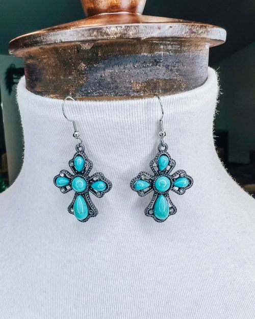 Turquoise Cross Earrings